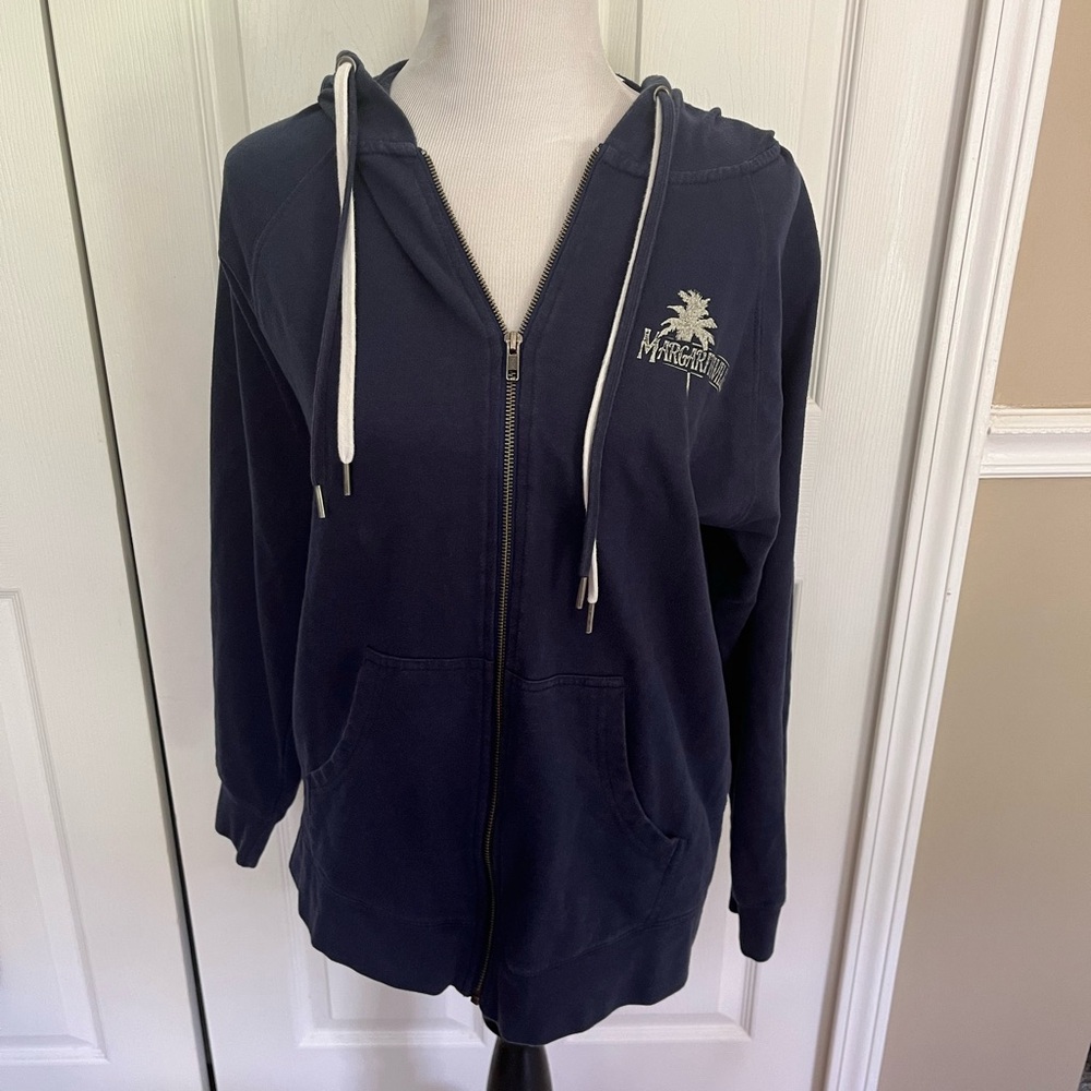 navy blue zip-up sweater shirt from Margaritaville
